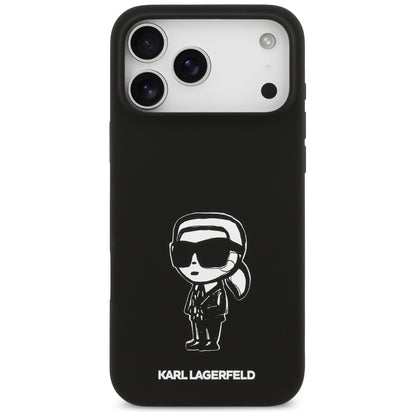 Capa para Apple iPhone 17 Pro Max, Karl Lagerfeld, Sketch and Logo Karl, Preta
