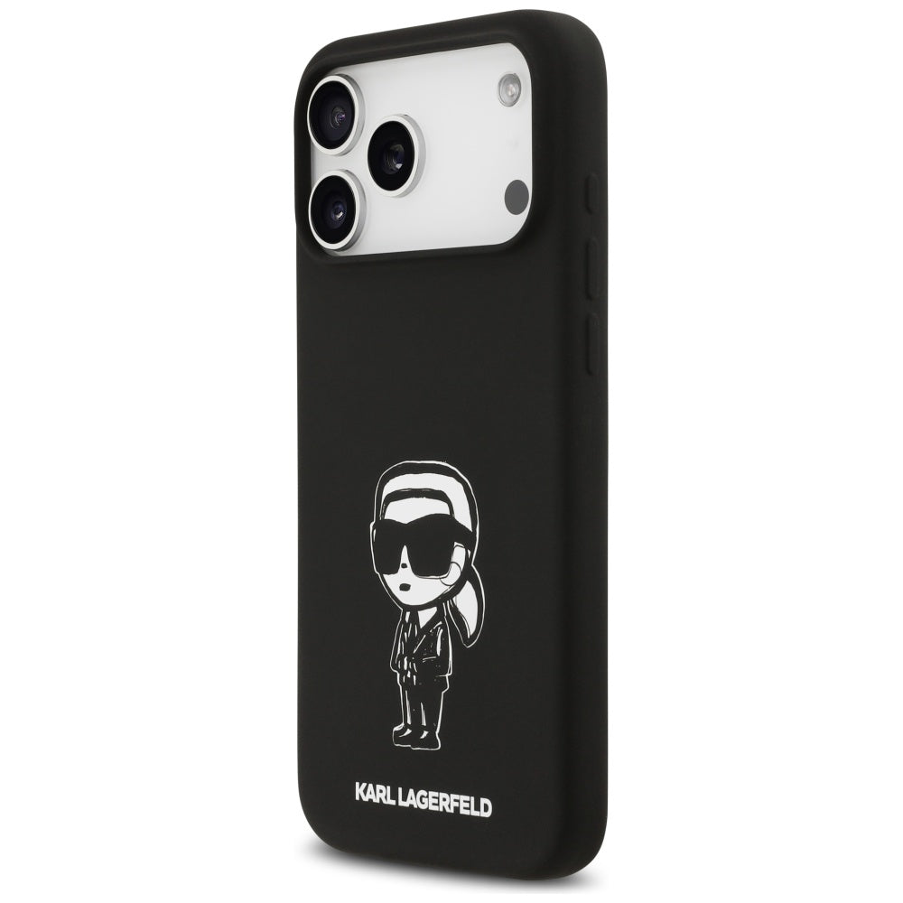 Capa para Apple iPhone 17 Pro Max, Karl Lagerfeld, Sketch and Logo Karl, Preta