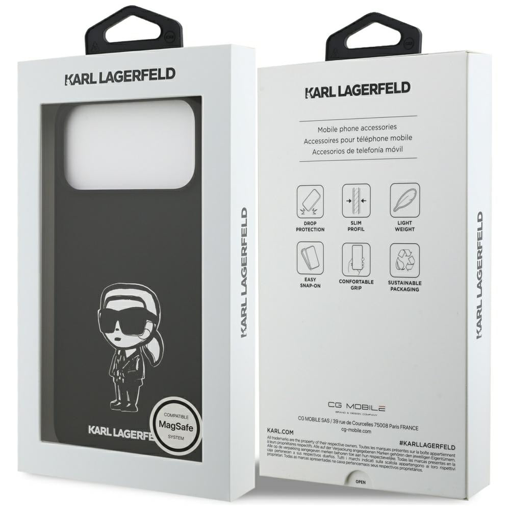 Capa para Apple iPhone 17 Pro Max, Karl Lagerfeld, Sketch and Logo Karl, Preta