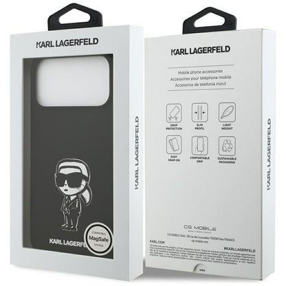 Capa para Apple iPhone 17 Pro Max, Karl Lagerfeld, Sketch and Logo Karl, Preta