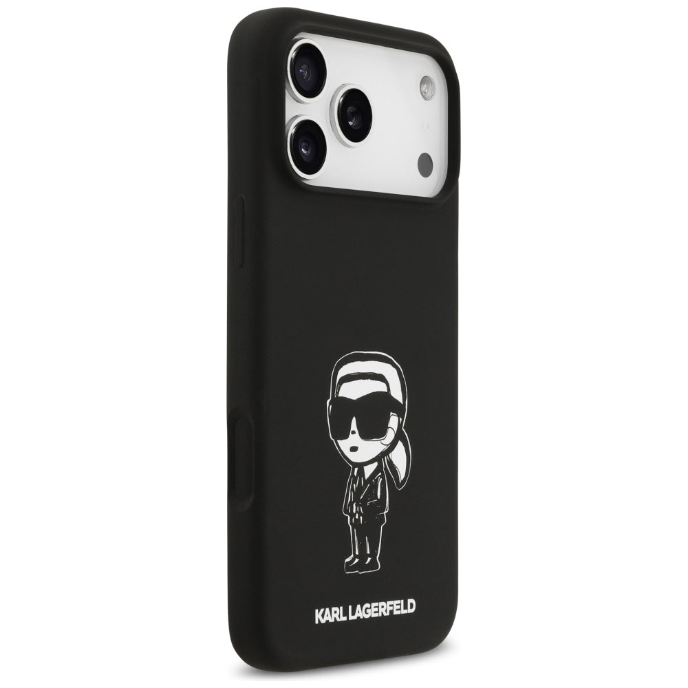 Capa para Apple iPhone 17 Pro Max, Karl Lagerfeld, Sketch and Logo Karl, Preta