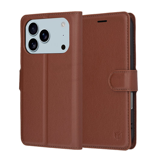 Capa para Apple iPhone 17 Pro Max, Techsuit, Leather Folio, Castanho