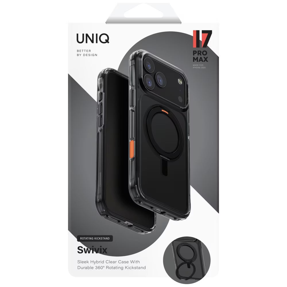 Capa para Apple iPhone 17 Pro Max, UNIQ, Swivix, Preta