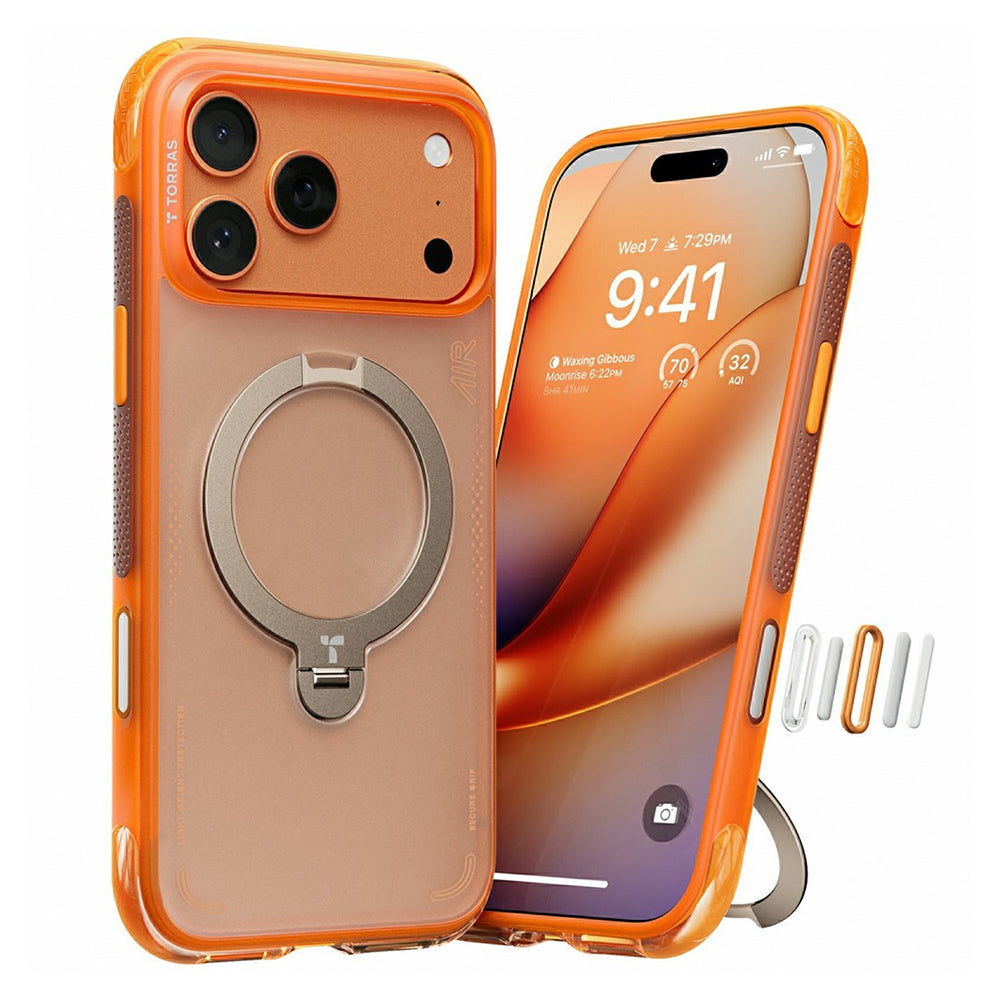 Capa para Apple iPhone 17 Pro, Torras, Ostand Spin Air, Laranja