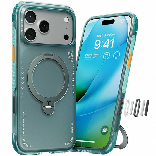 Capa para Apple iPhone 17 Pro, Torras, Ostand Spin Air, Verde