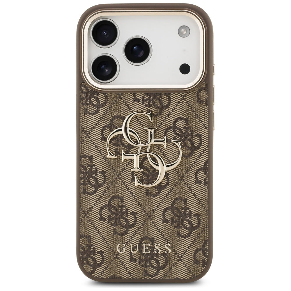 Capa para Apple iPhone 18 Pro / 17 Pro, Guess, 4G Big Classic Logo, Castanha