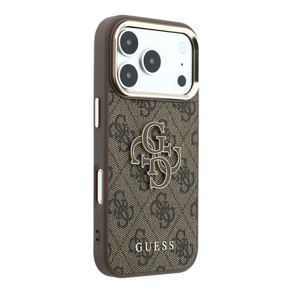 Capa para Apple iPhone 18 Pro / 17 Pro, Guess, 4G Big Resin Logo, Castanha