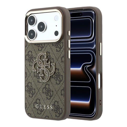 Capa para Apple iPhone 18 Pro / 17 Pro, Guess, 4G Big Resin Logo, Castanha