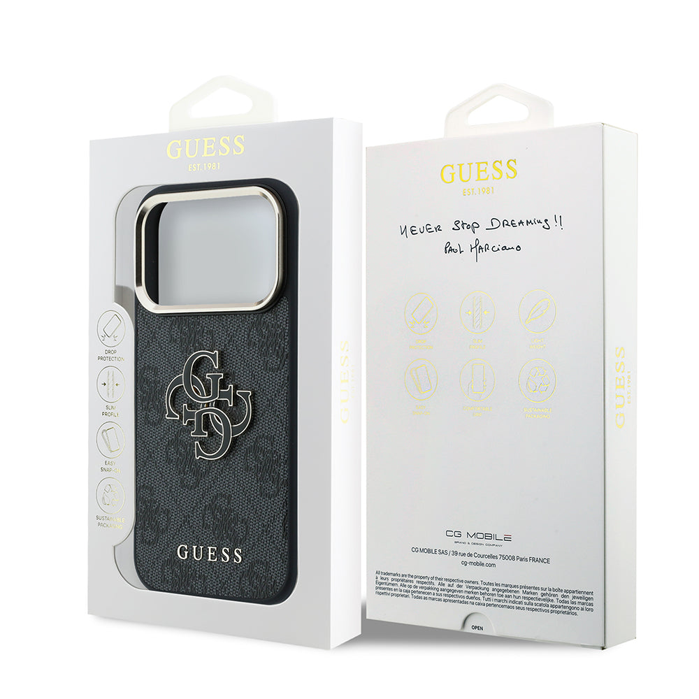 Capa para Apple iPhone 18 Pro / 17 Pro, Guess, 4G Big Resin Logo, Preta