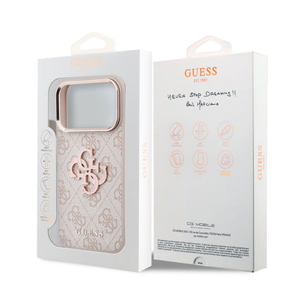 Capa para Apple iPhone 18 Pro / 17 Pro, Guess, 4G Big Resin Logo, Rosa