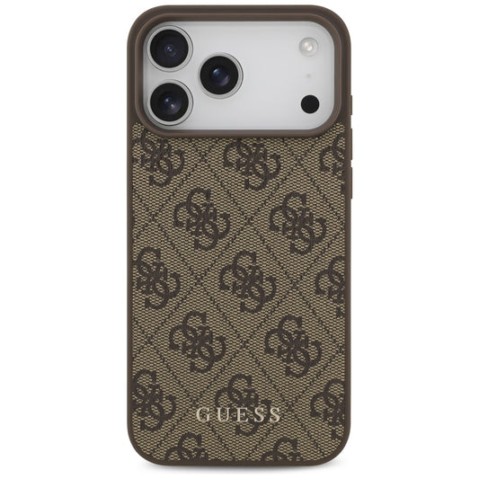 Capa para Apple iPhone 18 Pro / 17 Pro, Guess, 4G Classic Logo, Castanha