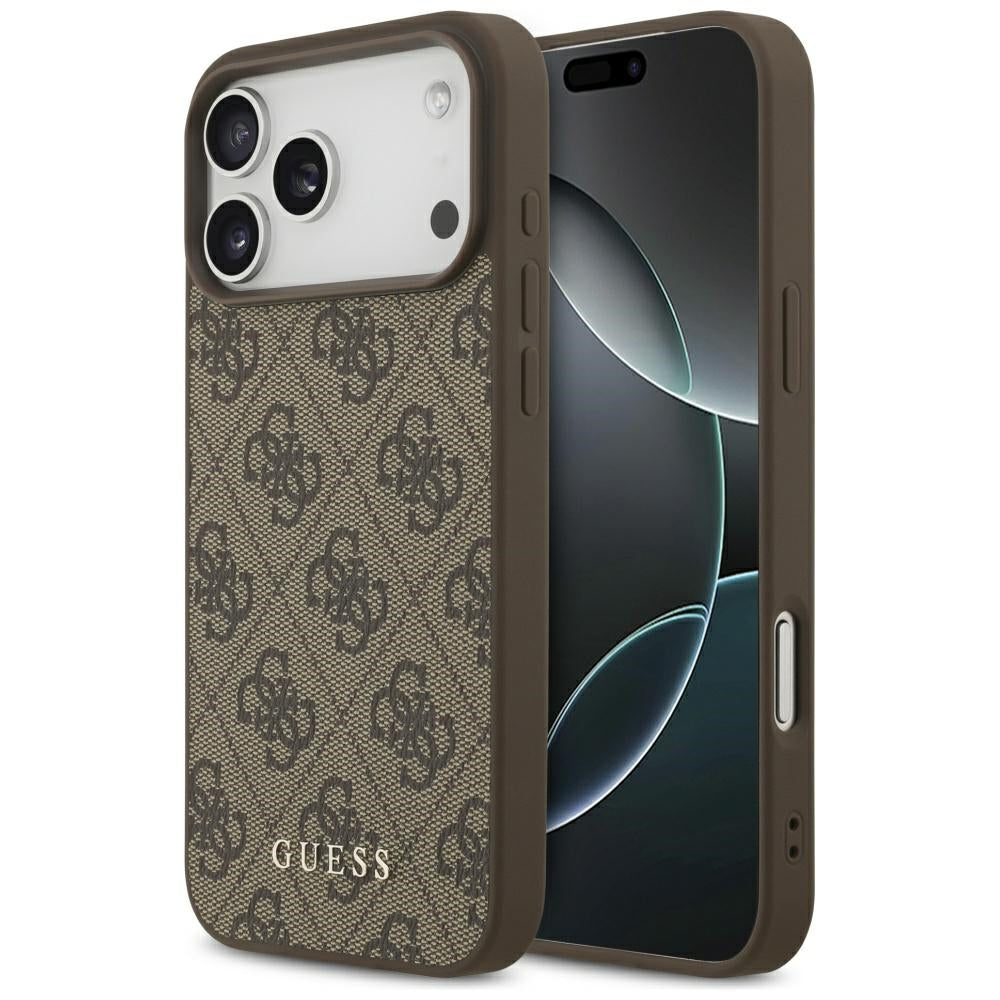 Capa para Apple iPhone 18 Pro / 17 Pro, Guess, 4G Classic Logo, Castanha