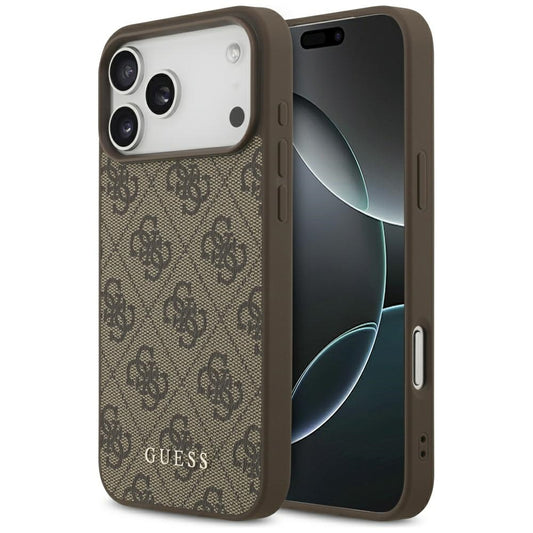 Capa para Apple iPhone 18 Pro / 17 Pro, Guess, 4G Classic Logo, Castanha