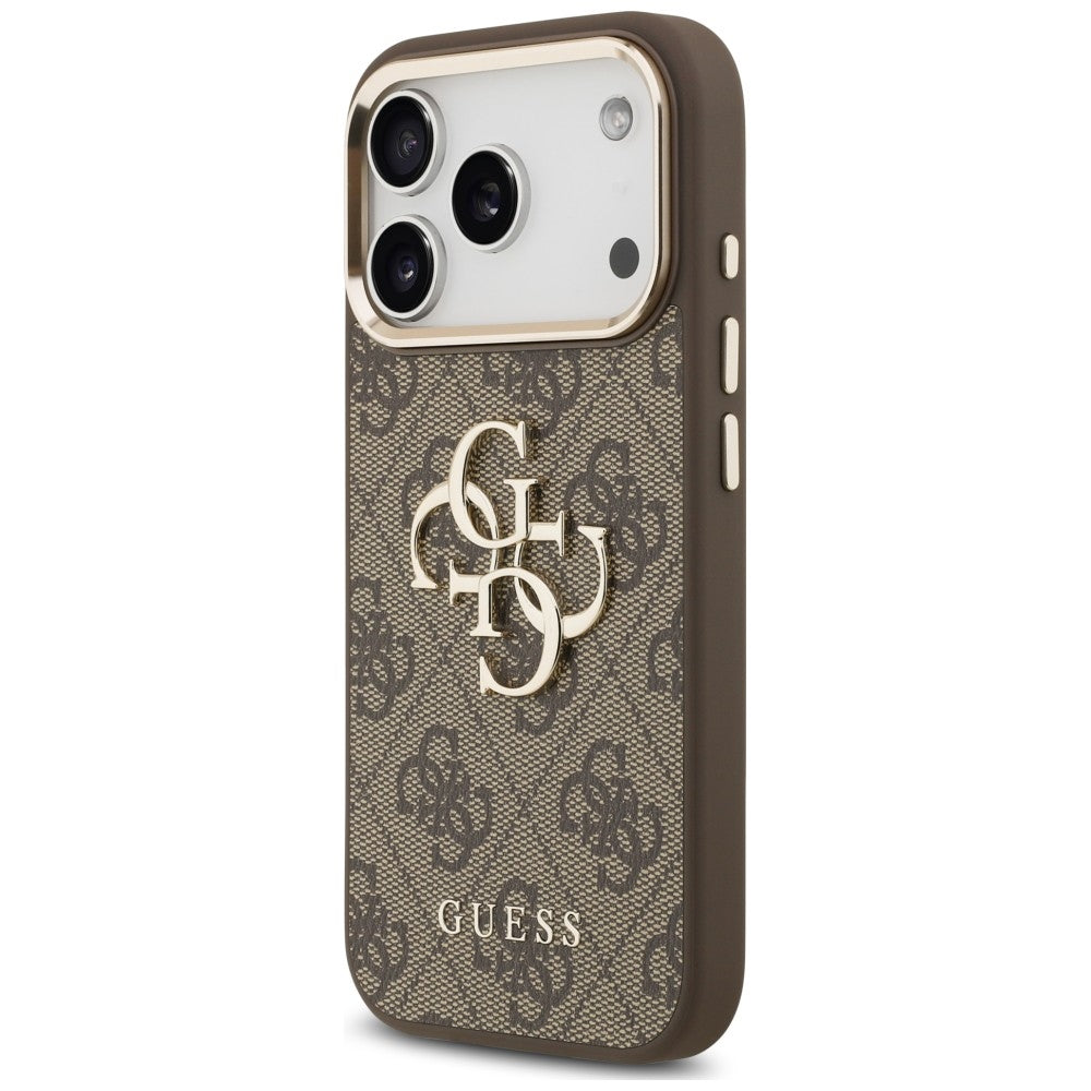 Capa para Apple iPhone 18 Pro / 17 Pro, Guess, 4G Classic Logo with Strap, Castanho Dourado