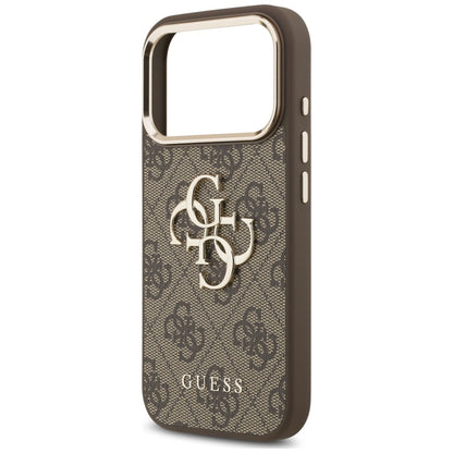 Capa para Apple iPhone 18 Pro / 17 Pro, Guess, 4G Classic Logo with Strap, Castanho Dourado