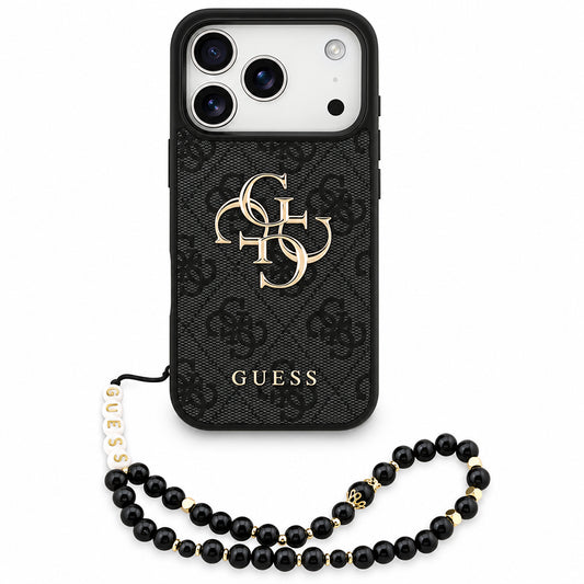 Capa para Apple iPhone 18 Pro / 17 Pro, Guess, 4G Classic Logo com Alça, Preta