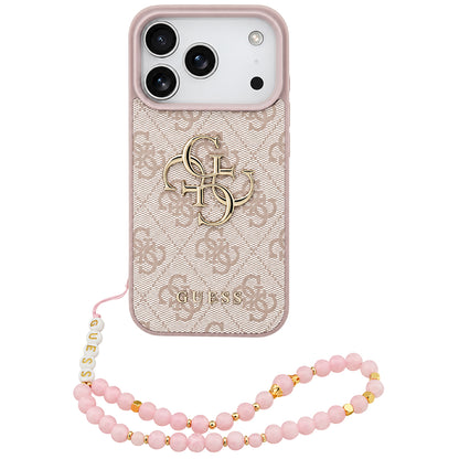 Case for Apple iPhone 18 Pro / 17 Pro, Guess, 4G Classic Logo with Strap, Pink
