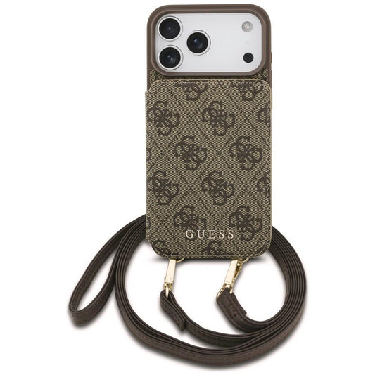 Capa para Apple iPhone 18 Pro / 17 Pro, Guess, 4G Crossbody Cardslot, Castanha