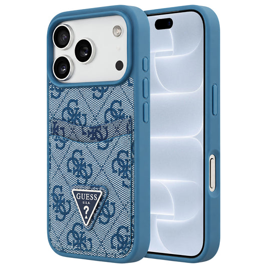 Capa para Apple iPhone 18 Pro / 17 Pro, Guess, 4G Double Card Triangle, Azul