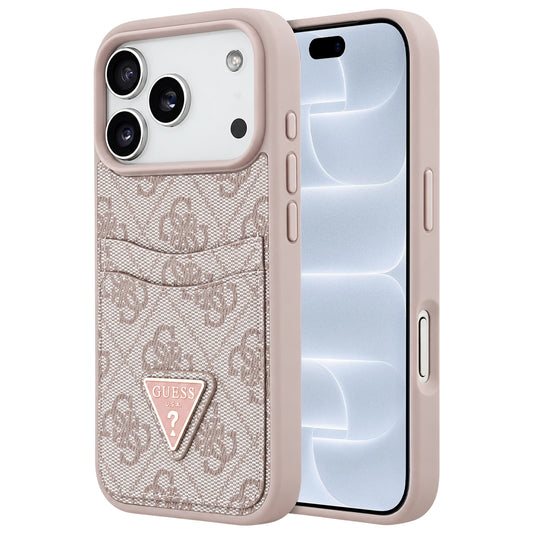 Capa para Apple iPhone 18 Pro / 17 Pro, Guess, 4G Double Card Triangle, Rosa
