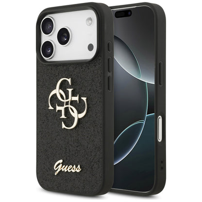 Capa para Apple iPhone 18 Pro / 17 Pro, Guess, Fixed Glitter Big 4G, Preta