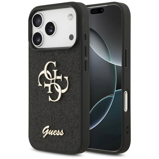 Capa para Apple iPhone 18 Pro / 17 Pro, Guess, Fixed Glitter Big 4G, Preta