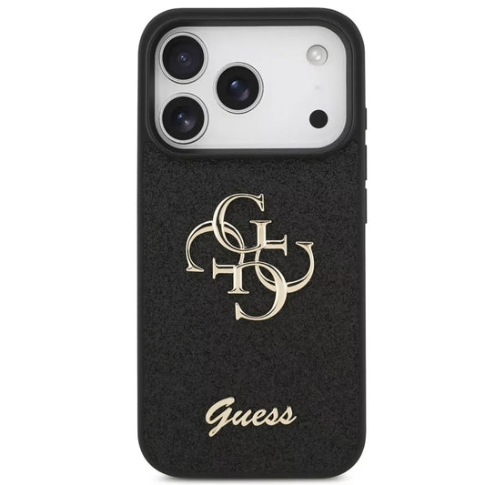 Capa para Apple iPhone 18 Pro / 17 Pro, Guess, Fixed Glitter Big 4G, Preta