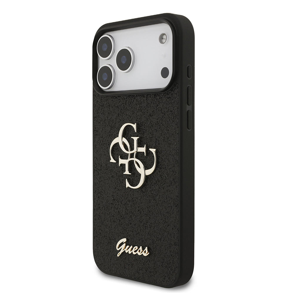 Capa para Apple iPhone 18 Pro / 17 Pro, Guess, Fixed Glitter Big 4G, Preta
