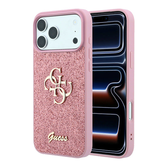 Capa para Apple iPhone 18 Pro / 17 Pro, Guess, Fixed Glitter Big 4G, Rosa