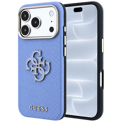 Capa para Apple iPhone 18 Pro / 17 Pro, Guess, Logo Grande em Resina Granulada, Azul