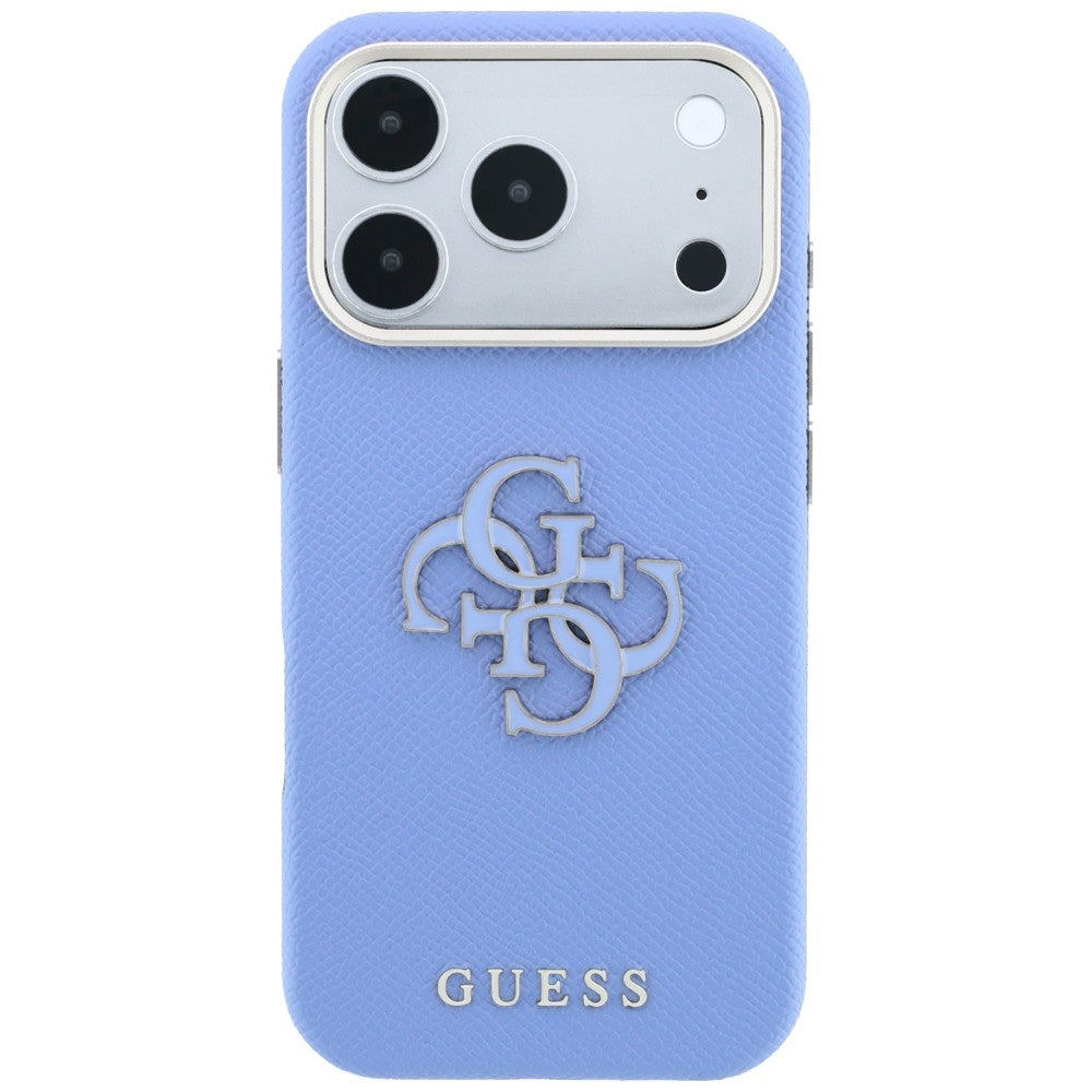 Capa para Apple iPhone 18 Pro / 17 Pro, Guess, Logo Grande em Resina Granulada, Azul