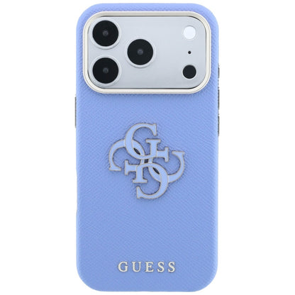 Capa para Apple iPhone 18 Pro / 17 Pro, Guess, Logo Grande em Resina Granulada, Azul