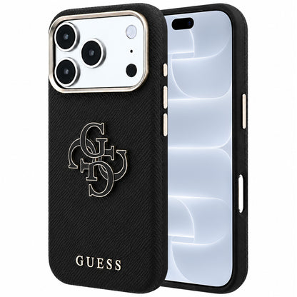 Capa para Apple iPhone 18 Pro / 17 Pro, Guess, Logo Grande em Resina Granulada, Preta