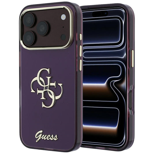 Capa para Apple iPhone 18 Pro / 17 Pro, Guess, IML 4G Metal Script, Vinho