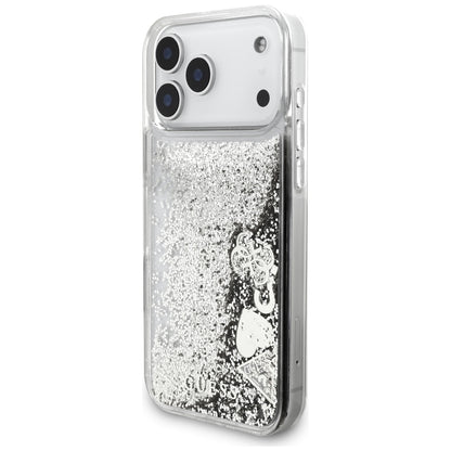Capa para Apple iPhone 18 Pro / 17 Pro, Guess, Liquid Glitter Charms, Prateada