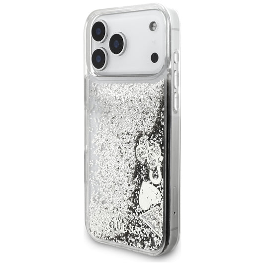 Capa para Apple iPhone 18 Pro / 17 Pro, Guess, Liquid Glitter Charms, Prateada