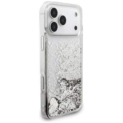 Capa para Apple iPhone 18 Pro / 17 Pro, Guess, Liquid Glitter Charms, Prateada