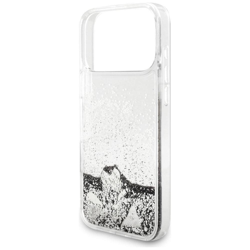 Capa para Apple iPhone 18 Pro / 17 Pro, Guess, Liquid Glitter Charms, Prateada