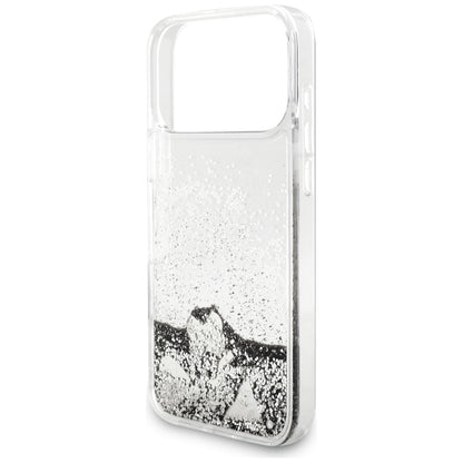 Capa para Apple iPhone 18 Pro / 17 Pro, Guess, Liquid Glitter Charms, Prateada