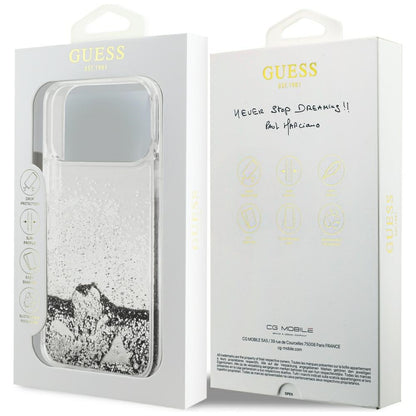 Capa para Apple iPhone 18 Pro / 17 Pro, Guess, Liquid Glitter Charms, Prateada