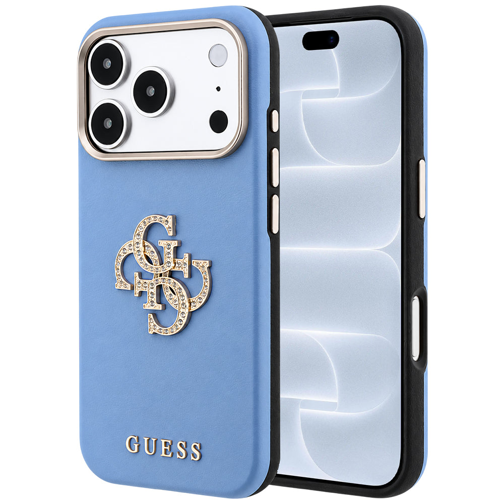 Capa para Apple iPhone 18 Pro / 17 Pro, Guess, Smooth Big Strass Logo, Azul