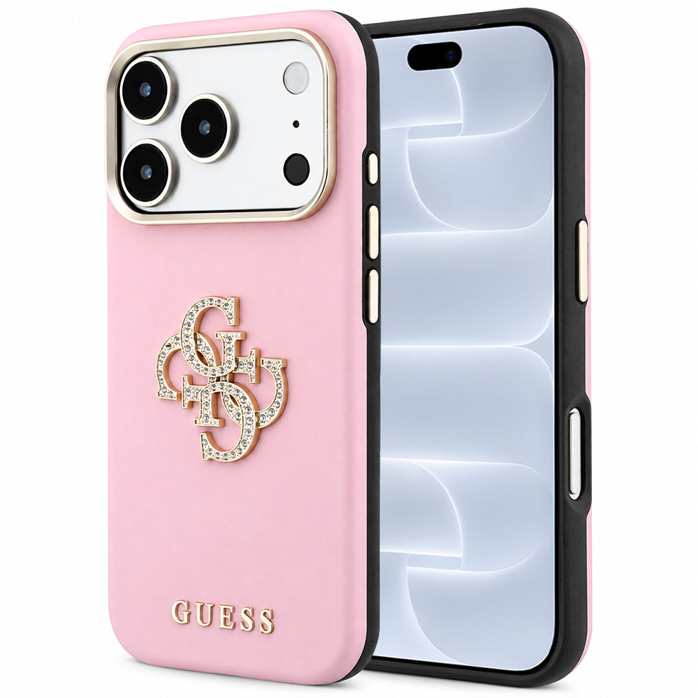 Capa para Apple iPhone 18 Pro / 17 Pro, Guess, Smooth Big Strass Logo, Rosa