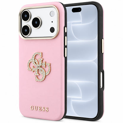 Capa para Apple iPhone 18 Pro / 17 Pro, Guess, Smooth Big Strass Logo, Rosa