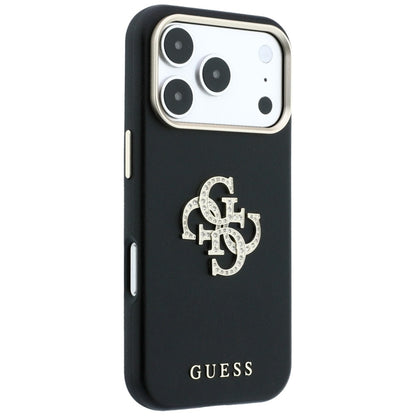 Capa para Apple iPhone 18 Pro / 17 Pro, Guess, Logo Grande de Strass Liso, Vinho