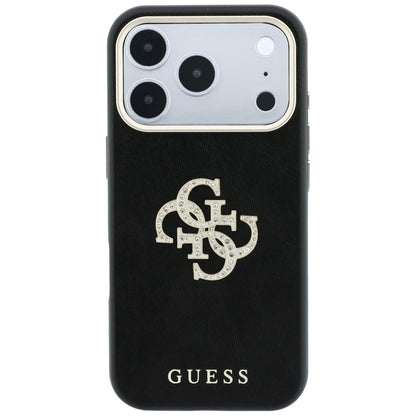 Capa para Apple iPhone 18 Pro / 17 Pro, Guess, Logo Grande de Strass Liso, Vinho