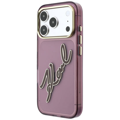 Capa para Apple iPhone 18 Pro / 17 Pro, Karl Lagerfeld, IML Big Signature Resin Logo e Moldura Metálica, Vinho