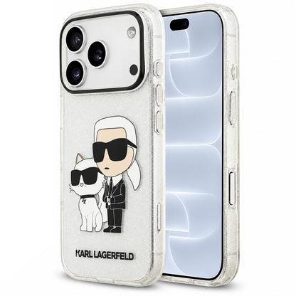 Capa para Apple iPhone 18 Pro / 17 Pro, Karl Lagerfeld, IML Glitter Karl and Choupette NFT, Transparente