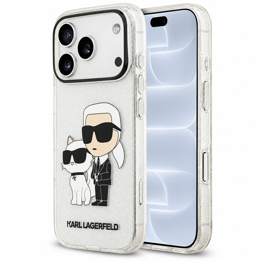 Capa para Apple iPhone 18 Pro / 17 Pro, Karl Lagerfeld, IML Glitter Karl and Choupette NFT, Transparente