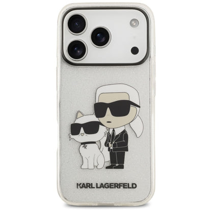 Capa para Apple iPhone 18 Pro / 17 Pro, Karl Lagerfeld, IML Glitter Karl and Choupette NFT, Transparente