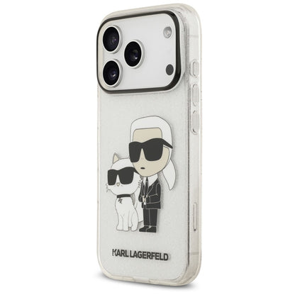 Capa para Apple iPhone 18 Pro / 17 Pro, Karl Lagerfeld, IML Glitter Karl and Choupette NFT, Transparente